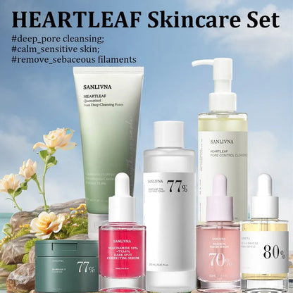 Heartleaf Skincare Set Facial Toner Remove Makeup Facial Serum Moisturizing Cleaning Pores for Women All Skin Typesskin Care