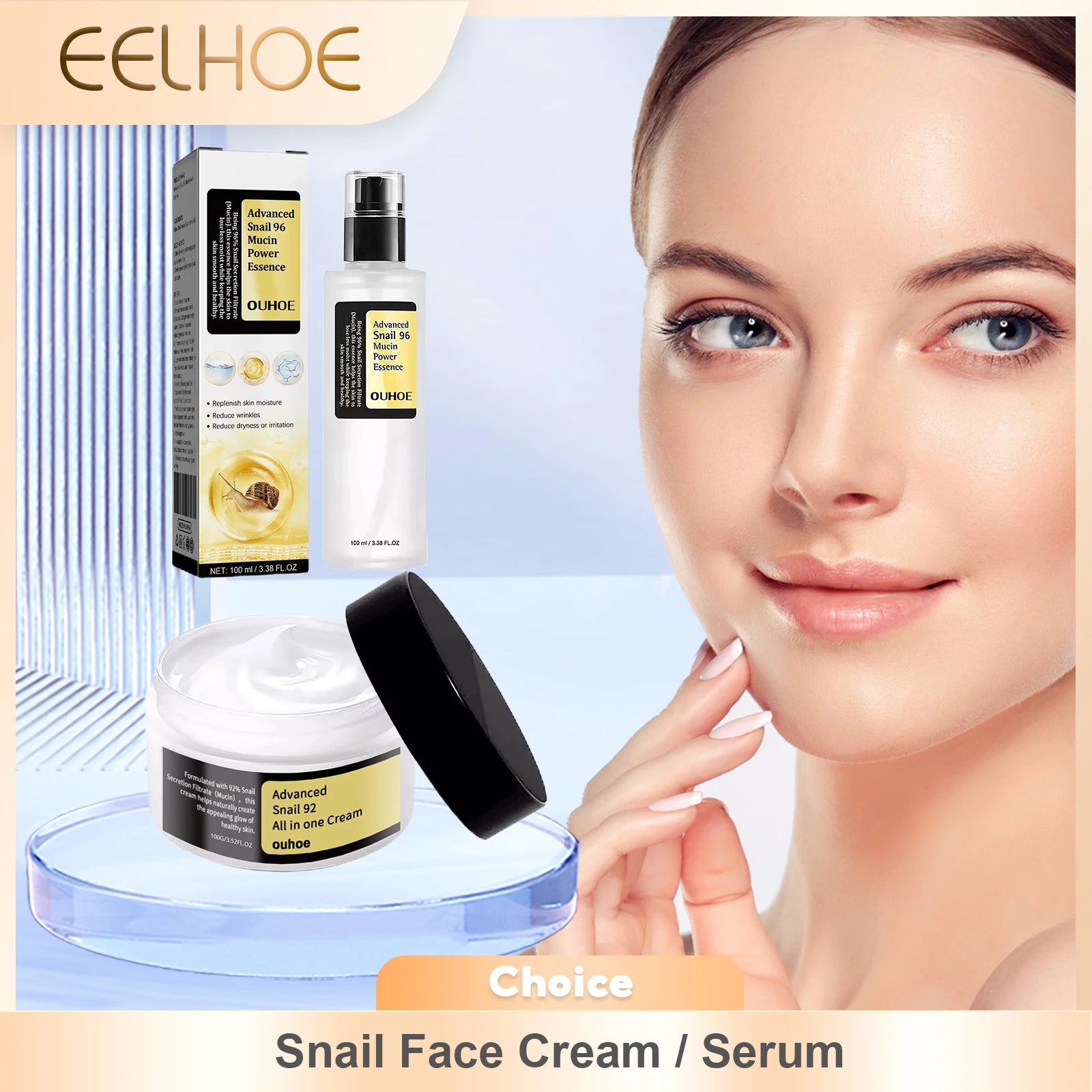 Snail anti Aging Serum Advanced Moisturizing Skin Care Sagging Firming Tightening Fade Fine Lines Collagen Booster Essence 100Ml