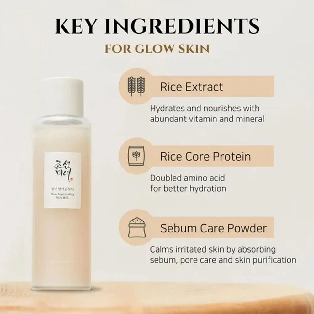 Rice Essence Face Toner Glow Replenishing Rice Milk for Oily Combination Skin Korean Moisturizing Balance Care 150Ml, 5.07 Fl.Oz