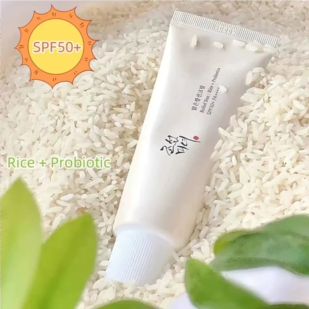 SPF50+ Sunscreen Korean Rice Probiotic Solar Blocker Skin Whitening Cream anti UV Sun Block Facial Mild Moisturizer Serum 50Ml